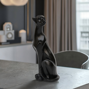 Vente en gros de sculpture de <span class=keywords><strong>panthère</strong></span> <span class=keywords><strong>noire</strong></span> de luxe personnalisée Sculpture de table décorative en résine Statue de léopard Figurine à motif animal - Product Image 1