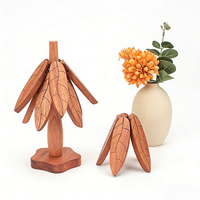 Ensemble de dessous-de-plat en bois YUESHEN, pliable, en noyer, dessous-de-plat en forme de sapin de Noël, pièces usinées CNC