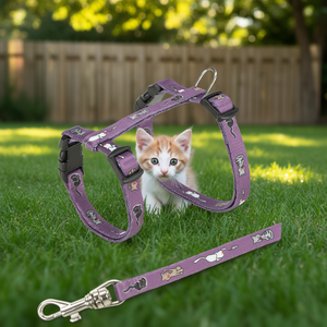 Harnais pour chaton avec laisse, motifs félin, 2133 cm, 8 mm, 1,20 m - Product Image 3