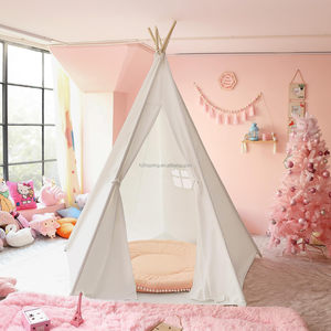 Tente <span class=keywords><strong>Tipi</strong></span> de jeu pour enfants en coton et lin, grande tente de jeu d'intérieur et d'extérieur pour enfants à motifs colorés, vente en gros - Product Image 5