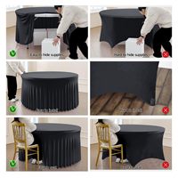 Nappe ronde noire avec jupe en spandex pour la décoration de mariage, de fête ou d'événement