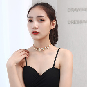 <b>Cross</b>-border minimalist single rhinestone alloy butterfly pendant clavicle <b>chain</b>, elegant and versatile women's necklace, - Product Image 4