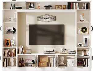 98 "W trang trại Bảng điều chỉnh tường đơn vị <span class=keywords><strong>TV</strong></span> đứng lưu trữ 80" hiện đại <span class=keywords><strong>TV</strong></span> giao diện điều khiển đèn Led trung tâm giải trí kệ sách - Product Image 5