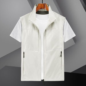 Gilet da uomo di fascia alta traspirante gilet primavera autunno <span class=keywords><strong>giacca</strong></span> con colletto rialzato <span class=keywords><strong>e</strong></span> chiusura con cerniera Multi-tasche - Product Image 2