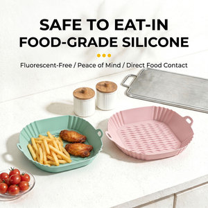 Set di Rivestimenti Riutilizzabili in Silicone per <span class=keywords><strong>Friggitrice</strong></span> <span class=keywords><strong>ad</strong></span> <span class=keywords><strong>Aria</strong></span>, <span class=keywords><strong>Accessori</strong></span> per Cestello Quadrato Antiaderente Resistente al Calore Senza BPA di Grado Alimentare - Product Image 4
