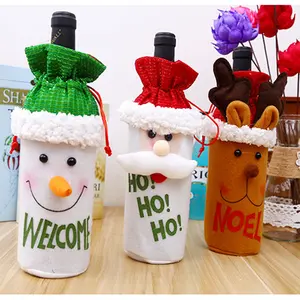 Noel kazak şarap şişesi kapakları Santa kardan adam İpli şarap hediye keseleri noel dekor hediye