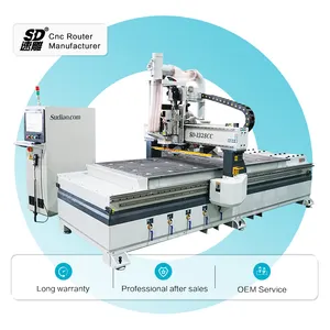 Wood furniture production ATC auto loading and unloading nesting cnc router machine