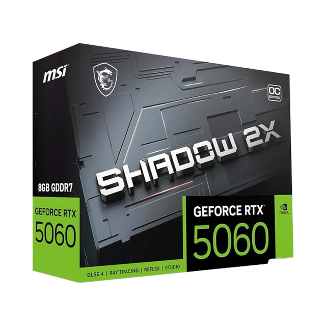 New for Gaming RTX 5060 8G Shadow 2X OC Graphics Card 8GB GDDR7 17000MHz 2512MHz Core PCIe 4.0 DirectX 12 DisplayPort X3