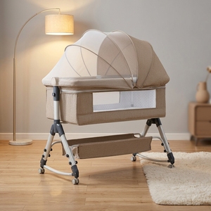 <strong>Newborn</strong> Splicing Large Bed, Baby <strong>Crib</strong>, Movable <strong>Crib</strong>, Portable 2-in-1 Foldable Multifunctional BB Bed - Product Image 2