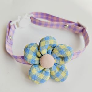 Collier réglable pour animaux de compagnie, motif à carreaux et fleurs, mignon chaton, accessoire pour chiens et chats - Product Image 2