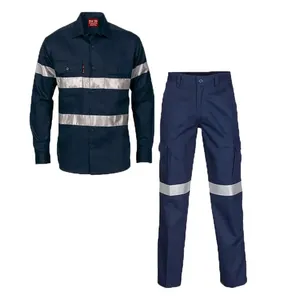 HBC Industrial Workwear Multicolour Custom Polyester Cotton Hi Vis Reflective Roadway Safety Work Shirt