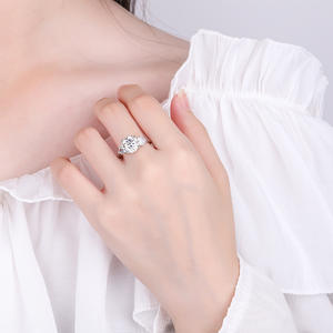 Hete Verkoop Mode Verlovingsringen 3 Karaat Moissaniet Diamant Ronde Geslepen Ringen Sterling Zilveren Belofte Jubileumring Voor Dames - Product Image 5