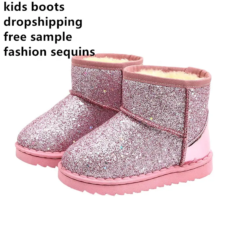 Free sample Dropshipping low price cheap girls kids children boots winter bling shiny ankle kids boots girls snow boots