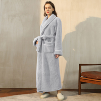 Peignoir de bain unisexe en microfibre douce et polaire Sherpa, vêtement de nuit, pyjama, peignoir de sudation, robe de chambre pour femmes et hommes