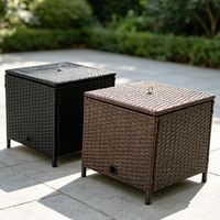 Boîte de rangement carrée en PE tressé pour tuyau d'arrosage, étanche, pour extérieur, avec trou de drainage
