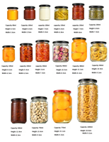 Bocaux en verre de qualité alimentaire, résistants à la chaleur, pour confiture, miel, cornichons, avec couvercle métallique