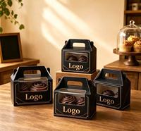 Boîte à gâteau tiramisu personnalisée de 4 pouces, boîte cadeau pour gâteau, emballage de gâteau biodégradable et recyclable avec fenêtre transparente et poignée