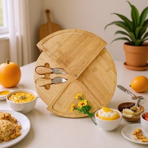 Bamboo <b>Cheese</b> Board <b>Set</b> With <b>Knife</b> Modern Simple Design Durable For Serving <b>Cheese</b> - Product Image 3