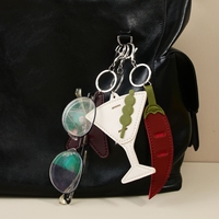 Porte-lunettes personnalisé mignon avec chaîne de sac, motif palmier de coco et étoile, porte-clés pour lunettes, clips de sac en cuir pour lunettes