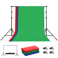 Kit de support de toile de fond photo 2x3M avec écran vert et toiles de fond rouge et bleu pour studio vidéo
