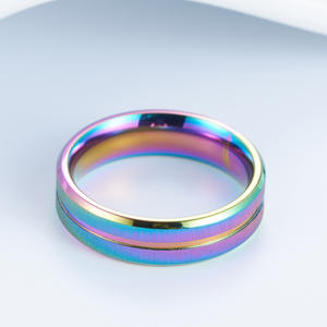 Frosted Brushed Seven Color Titanium Steel <b>Ring</b> Colored Rose Gold Unisex Daily Wear Couple Jewelry - Product Image 4