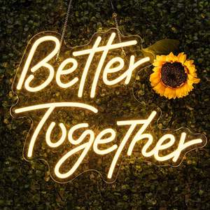 Enseigne néon « Better Together » à LED blanc chaud pour décoration murale, mariage, fête, chambre à coucher, art mural, alimentée par USB - Product Image 1