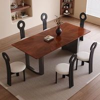 Ensemble de table à manger en noyer massif de style rétro avec plateau rectangulaire vintage et finition antique pour hôtel ou usage domestique