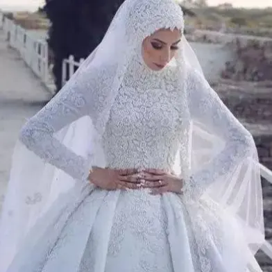 2020 yeni stil zarif klasik müslüman kadınlar lüks düğün elbisesi artı boyutu lady gelin kıyafeti tailing ile