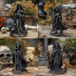Figuras Religiosas Estatua de la Santa Muerte Adorno de Resina Esculturas de la Parca del Infierno para Decoración del Hogar en Halloween - Product Image 5