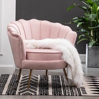 Chaises coquillages de salon, style décontracté, avec pieds en fer doré, en forme de fleur
