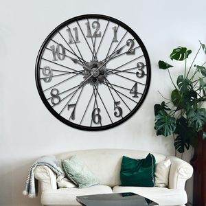 <span class=keywords><strong>Horloge</strong></span> murale vintage silencieuse en métal, design pneu de vélo, affichage à aiguilles à quartz pour salon - Product Image 1