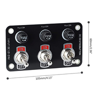 Panneau de commutation à 3 interrupteurs avec prise de courant et fusible, tableau de distribution 10A compatible pour voiture et bateau 12V-24V, panneau de commutation à bascule