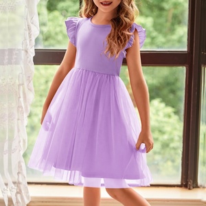 Le ragazze vestono in poliestere Boho Party viola con maniche a trapezio abiti estivi larghi per 2-6 anni abiti Tutu per bambini - Product Image 4