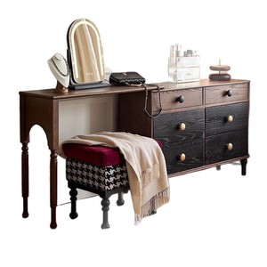 Retro Solid Wood Dressing Table With Drawers Extendable Storage Bedroom Living Room Cabinet - Product Image 5