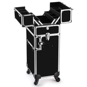Professional Trolley Makeup Case Empty Beauty Cosmetic Makeup Train Case With Wheels Trolley For Artist Travel