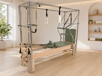 Maple Wood Pilates Cadillac Reformer dengan Footbar Eksternal, Meja Trapeze 3 in 1 Full Frame untuk Studio Komersial
