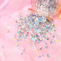 Paillettes holographiques arc-en-ciel étoiles et lunes, sequins changeants de forme, résistants aux solvants pour impression sur ongles, boîtes cadeaux et artisanat fait main