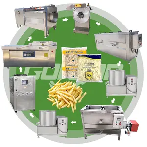 500Kg Een Uur Stapelbaar Commerciële Frues Fry Chip Machine Volautomatische Aardappel Verse Productie Lijn