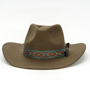 Chapeau de cowboy <span class=keywords><strong>Euro</strong></span>-Américain <span class=keywords><strong>à</strong></span> bord incurvé en 100 % laine australienne avec nœud rétro pour fêtes en plein air, voyages et hiver – Bonnet en feutre - Product Image 1
