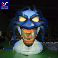 Décoration de fête de ballon démon gonflable d'Halloween avec lampe à LED et souffleur d'air pour décorations de monstres de tente de clown de boule à neige