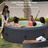 Bain à remous gonflable moderne noir de 176 cm de diamètre, grand massage à bulles pour 4 personnes, 150 jets d'air, 360° °   Hôtels de surf sur les bulles