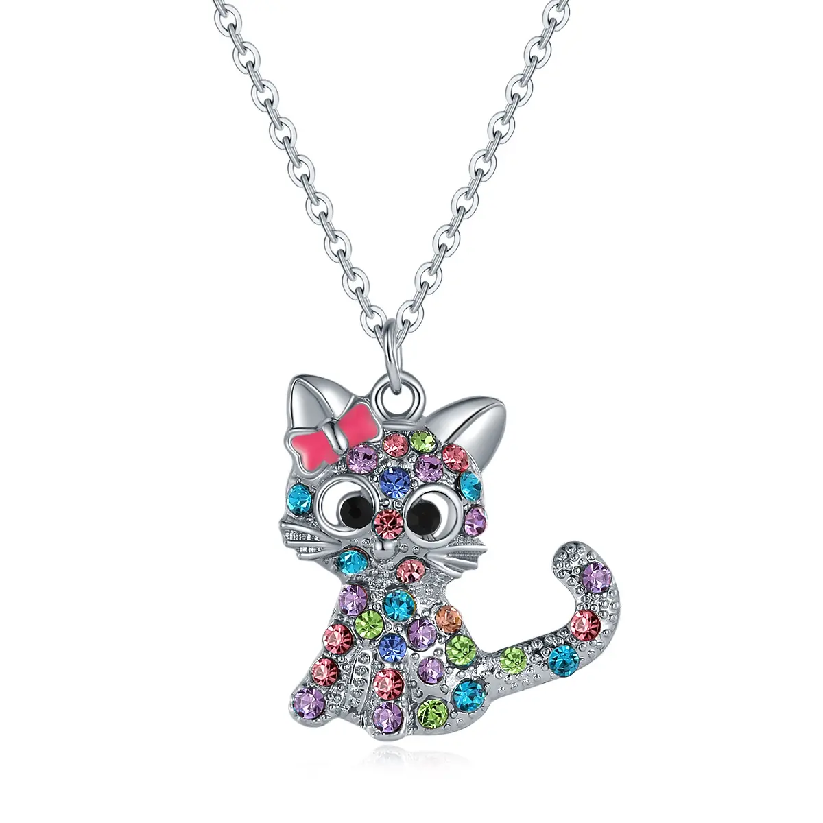 kitty Cat Pendant Necklace Jewelry zircon cat pendant kids necklace jewelry for women girls gifts