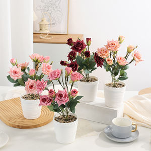 Plantas Artificiales de Rosa en Maceta de Seda - Bonsái Realista Hecho a Mano con Múltiples Cabezas para Decoración de Hogar, Tienda y Ventanas de Fábrica - Product Image 2