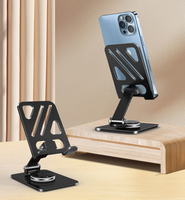Support de téléphone portable flexible et pliable en métal pour bureau, base rotative à 360°, hauteur réglable, logo personnalisé, idéal pour le direct