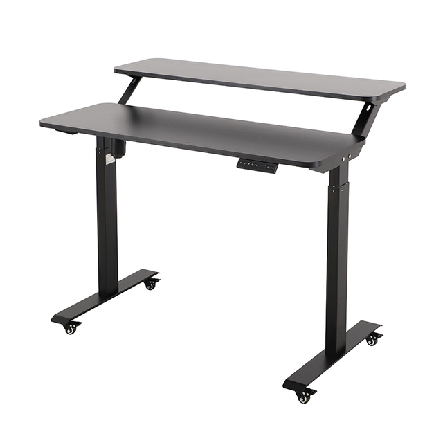 S2-2 Double Layers Electric Height Adjustable Desk Laptop Table Double Tabletops Ergonomic Standing Desk Frame for Computer Desk