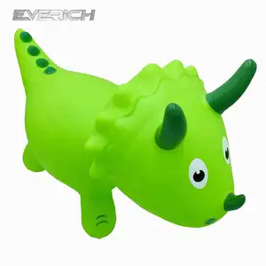 Naik mainan tiup mesin pijat kaki hijau pemijat dinosaurus tiup kuda untuk anak-anak plastik PVC