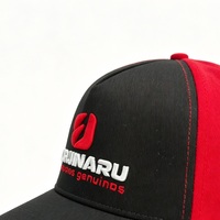 Cappellino da Baseball con Logo Personalizzato Ricamato Nero Rosso a Contrasto in Cotone Stile Trucker per Esterni Protezione Solare