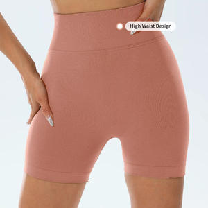 Short con Logo personalizzato senza cuciture per le donne con il sedere a vita alta sottile e asciugatura rapida <span class=keywords><strong>pantaloncini</strong></span> da Yoga per il Fitness solido e traspirante - Product Image 5