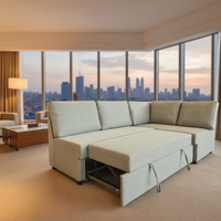 Sofá Cama de Tela Reclinable Moderno y Personalizable de 3 Plazas, con Estructura Extensible de Acero Inoxidable para Hotel, Dormitorio, Sala de Estar, Apartamento