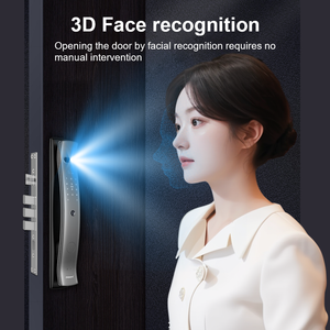 זיהוי פנים תלת-ממדי מנעול חכם ביומטרי זיהוי מפתחות טביעות אצבע האפליקציה שולטת במנעול נגד גניבה בבית - Product Image 2